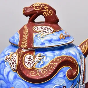 Чайный Сервиз на 6 персон «Небесные Драконы», Фарфор SATSUMA Япония, середина ХХ века.