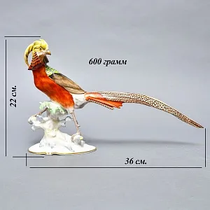 Коллекционная Фарфоровая статуэтка Птица - «Золотой Фазан», Hutschenreuther Германия, 60-е гг.