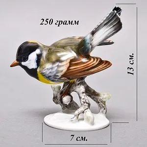 Коллекционная Фарфоровая статуэтка «Птица. Большая синица», ROSENTHAL Германия, 60-е годы ХХ века. 