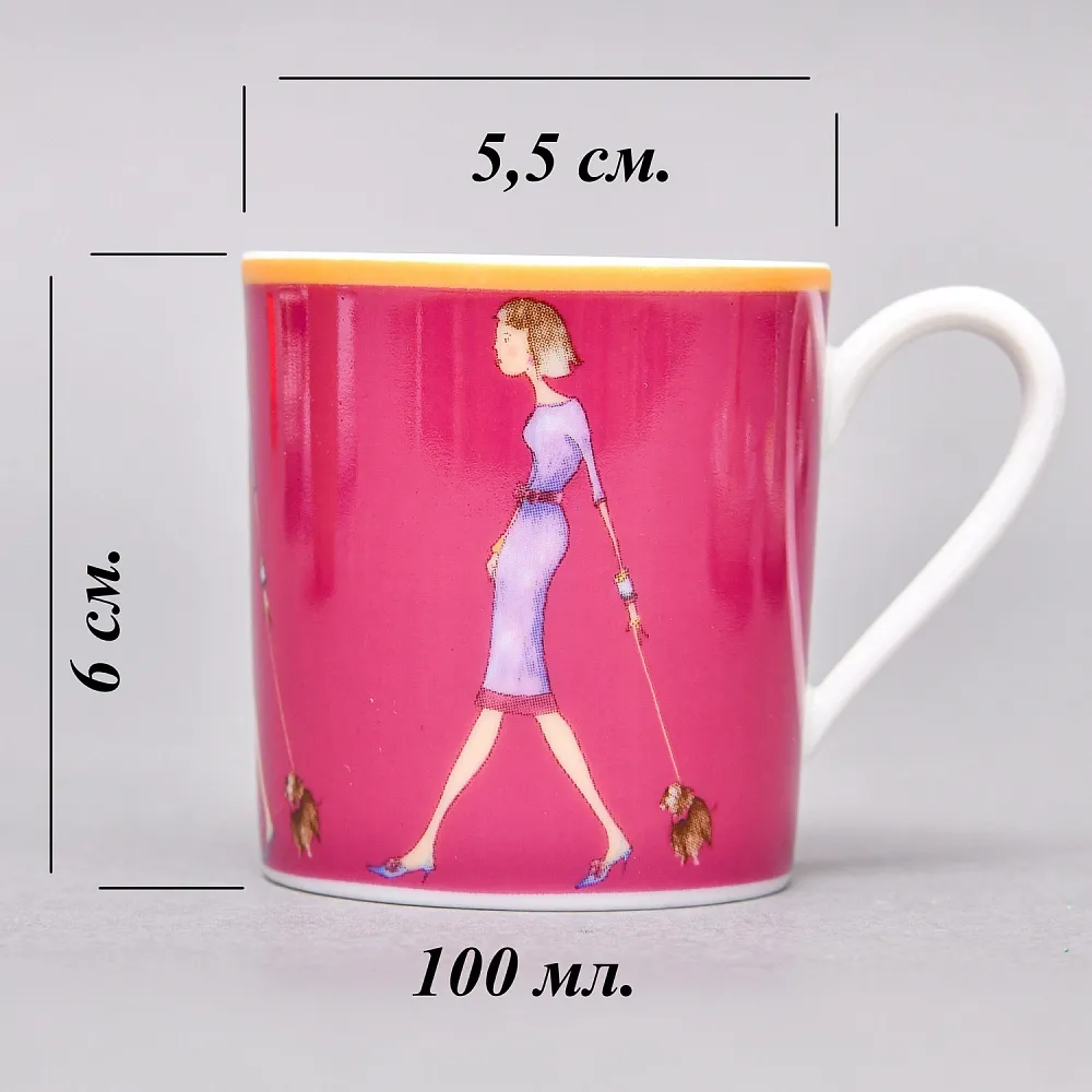 Набор из 4-х Кофейных пар «За покупками - Shopping», Limoges Medard de Noblat Франция, конец ХХ века.