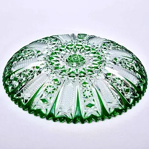 Блюдо - Фруктовница Зелёного Хрусталя JOSKA BODENMAIS Германия D-28 см., конец 60-х гг.