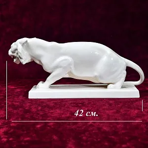 Большая Коллекционная статуэтка «Бенгальский ТИГР», Фаянс LUX, Бельгия.