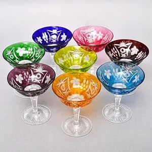 Полный Набор - 8 штук, Хрустальных Фужеров для Мартини или Шампанского серия «Виноград», NACHTMANN Германия 60 гг.