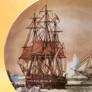 Коллекционная Тарелка «Парусные Корабли - Арктика» Фарфор, Лимож (Limoges) Франция.