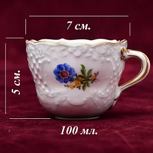 Коллекционая Кофейная пара «Цветочная россыпь», Фарфор MEISSEN Германия, первая половина ХХ века.