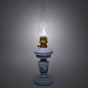 Антикварная Керосиновая Лампа «Kosmos - Brenner», Стекло / Роспись, Франция начало ХХ века.