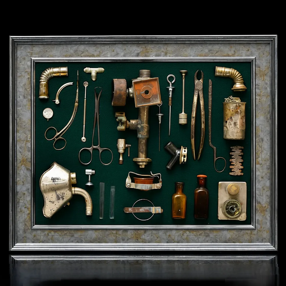Коллекционное Настенное Панно - Картина «Медицинские Приборы», СССР -40гг. ХХ века.