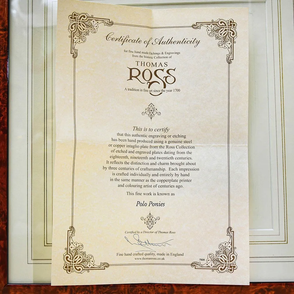 Редкость! Картина - Цветная Гравюра «Лошади - Поло». Thomas ROSS Англия.