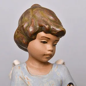 Коллекционная Фарфоровая статуэтка «Ангел с птицей» серия Грес, Lladro Испания.