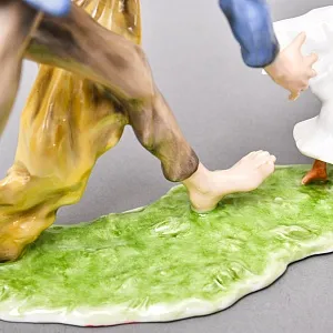 Коллекционная Фарфоровая статуэтка «Ловец гусей. Мальчик и гуси», KAISER Германия, 1979 - 1990 годы. 