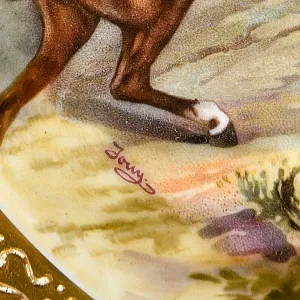 Коллекционная тарелка - блюдо «Наполеон в сражении при Гейльсберге», Фарфор Porcelaine de Paris Франция.