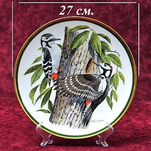 Коллекционная Тарелка - Блюдо «Большой Пестрый Дятел» Фарфор, Franklin Porcelain США -1980 год.