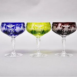 Набор 6-ть фужеров для шампанского или «Креманок» из Цветного Хрусталя серия «Виноград»