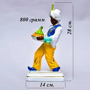 Коллекционная Фарфоровая статуэтка «Официант в голубом жилете», Neundorf Германия.