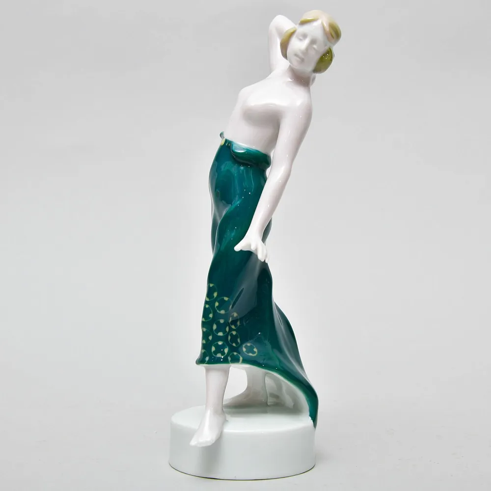 Редкость! Антикварная Фарфоровая Статуэтка «Танцовщица в зеленой юбке», ROSENTHAL Германия - 1918 год.