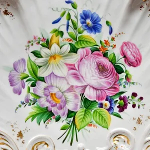 Антикварная Фарфоровая Тарелка - Блюдо «Летний букет с Пионом», Германия, конец ХIX - начало ХХ веков.