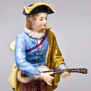  Антикварные Парные статуэтки «Музыкальный Дуэт», Фарфор, Dressel & Kister Passau Германия, 1907 - 1922 гг. 