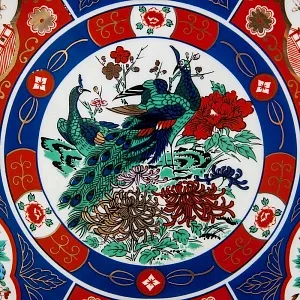 Большое Коллекционное Блюдо - Тарелка «ПТИЦЫ - ПАВЛИНЫ», Фарфор Китай, середина ХХ века.