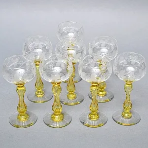 Антикварный Набор бокалов для Вина 8 шт. «MICADO VIGNE», Saint Louis. Франция, начало ХХ века. 