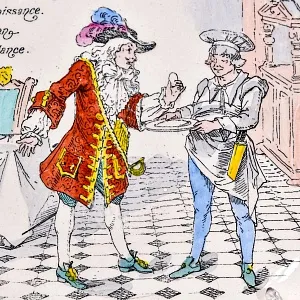 Антикварная Тарелка «Месье да ла Палис. Песня», Фаянс G.D.Paris, Франция начало XX века.