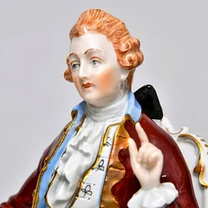 Коллекционные Парные статуэтки «Дама и Кавалер. Светская беседа», Фарфор SP Dresden, Германия.