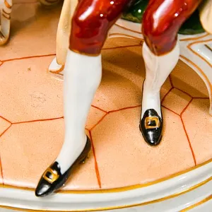 Антикварная Статуэтка «Арфистка и Кавалер - Репетиция», фарфор Scheibe - Alsbach, Германия.