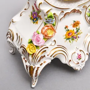 Винтажные Каминные Механические Фарфоровые Часы с боем «Время Роз», Franz Hermle & Sohn Германия 50 гг. 