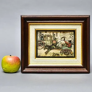 Объемная Картина - Панно в технике 3D декупаж «Два экипажа», 70-е годы ХХ века.