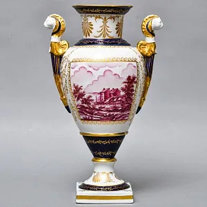 Коллекционные Парные Фарфоровые Вазы в стиле Ампир, Giulia Mangani Италия, середина ХХ века. 