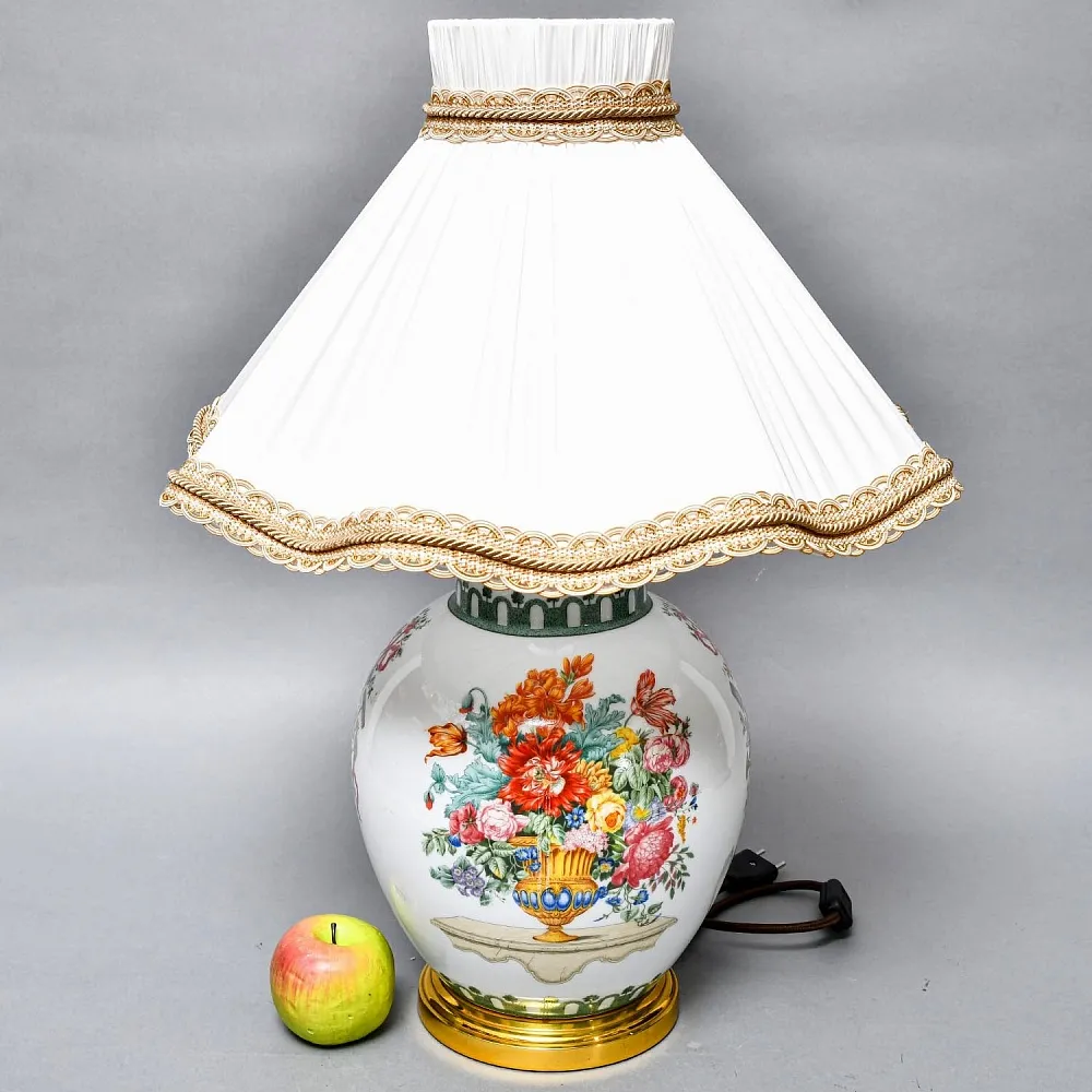 Настольная Электрическая Лампа - Светильник «Цветущий Сад» Фарфор Kaiser, Германия 80 -е годы ХХ века. 