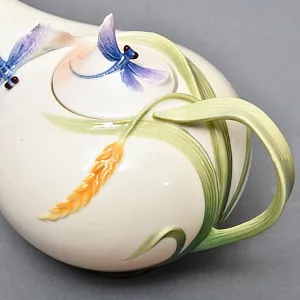 Авторский Фарфоровый Чайный сервиз «Бабочки и стрекозы» на 4 персоны, Franz Collection Тайвань.