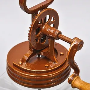 Старинная Кухонная Механическая Маслобойка, Стекло / Металл, Германия середина ХХ века. 