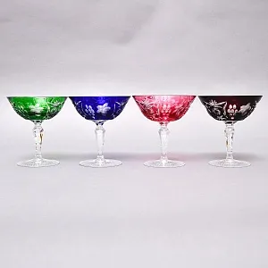 Полный Набор - 8 штук, Хрустальных Фужеров для Мартини или Шампанского серия «Виноград», NACHTMANN Германия 60 гг.