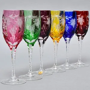 Набор 6-ть Фужеров серия «Prosecco - Виноград» Цветной Хрусталь, NACHTMANN Германия, 60-е гг.