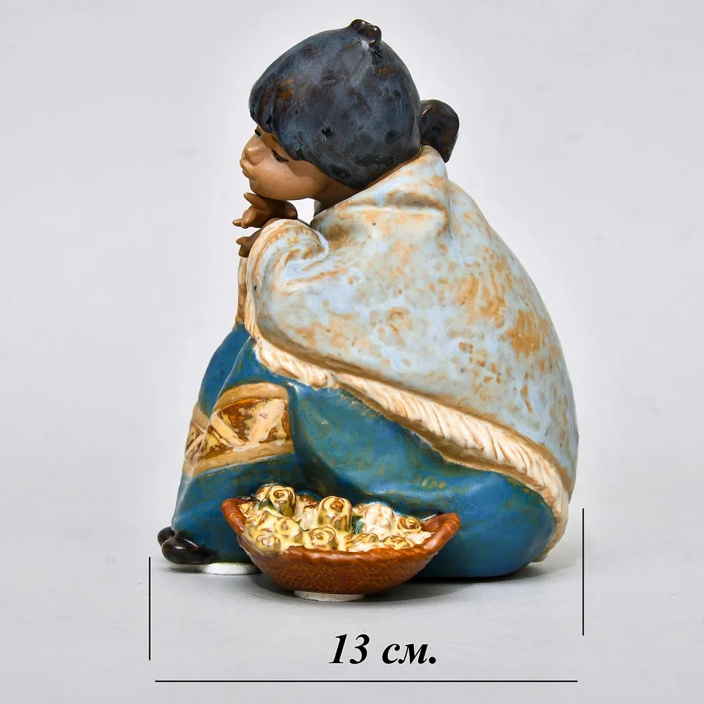 Фарфоровая статуэтка «Мексиканская Девочка с корзиной роз», Lladro серия Грес, Испания.