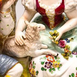 Большие Парные Фарфоровые статуэтки «Влюбленные», Ludwigsburg Германия, середина ХХ века. 