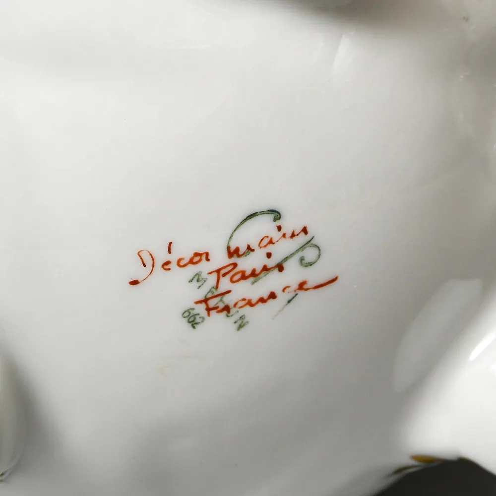 Фарфоровый Кувшин - Чайник для подачи горячего шоколада «Золотые розы» с лопаткой, Limoges Франция.