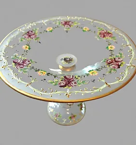 Редкость! Стеклянная Ваза - Фруктовница - Компотьер, роспись Эмали, JOSEPHINENHUTTE, Германия -50 гг. 