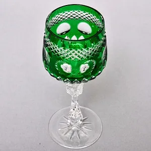 Хрустальный Бокал для вина серия «Monaco» зелёного цвета, JOSEPHINENHUTTE Германия, 50-е годы ХХ века. 