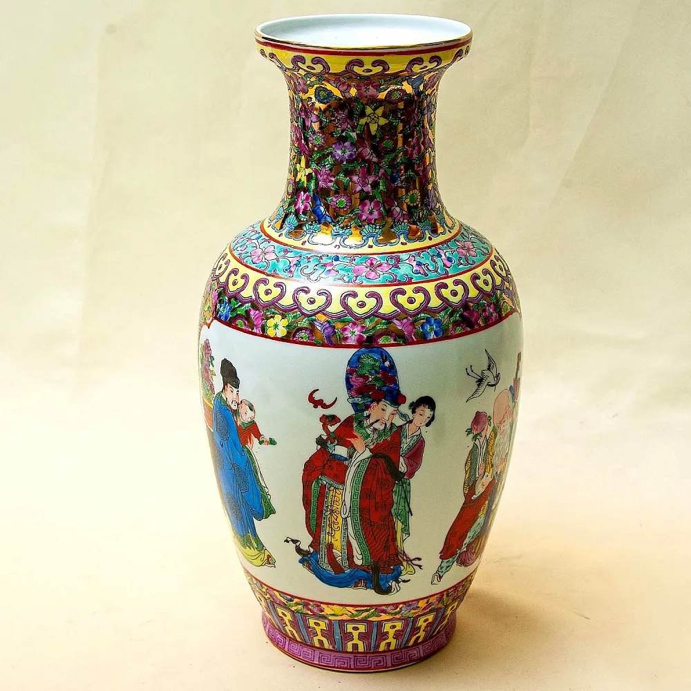 Винтажная Фарфоровая Ваза «КИТАЙСКИЕ МУДРЕЦЫ», Н -36см, Старый Китай -70-е годы ХХ века.