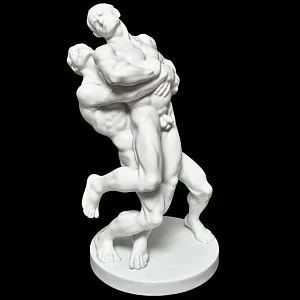 Редкость! Большая Фарфоровая статуэтка «Cпортсмены. БОРЦЫ», HEREND Венгрия, середина ХХ века.