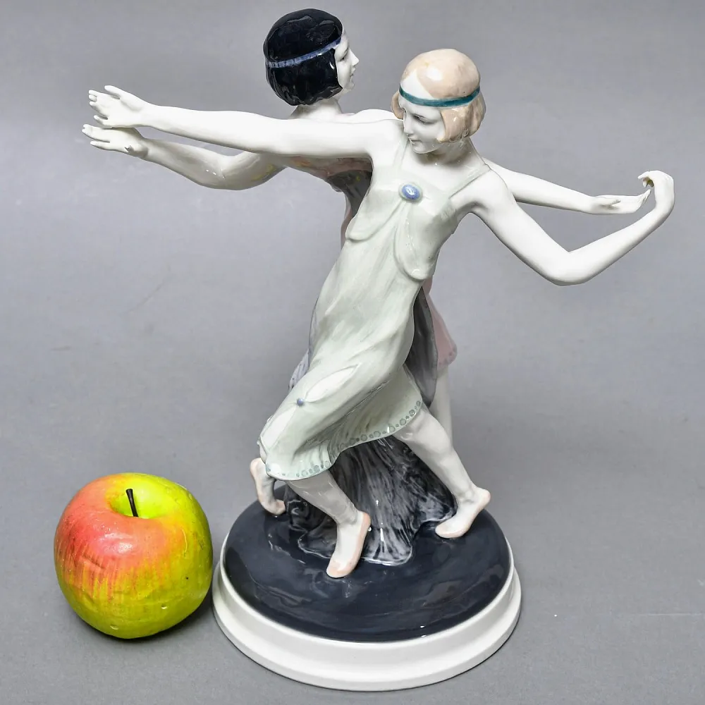 Антикварная Фарфоровая статуэтка «Танцующие девушки», Karl Ens Германия, первая половина ХХ века. 