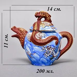 Чайный Сервиз на 6 персон «Небесные Драконы», Фарфор SATSUMA Япония, середина ХХ века.