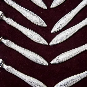 Редкость!!! Набор Столовые Ножи - Вилки «Серп и Молот» 6 пар, Нержавеющая сталь, СССР 50гг.