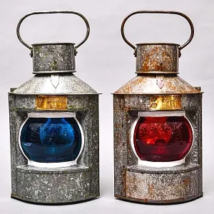 Винтажный Керосиновый Фонарь «Корабельная Сигнальная пара - Левый и Правый», СССР -1965 год.