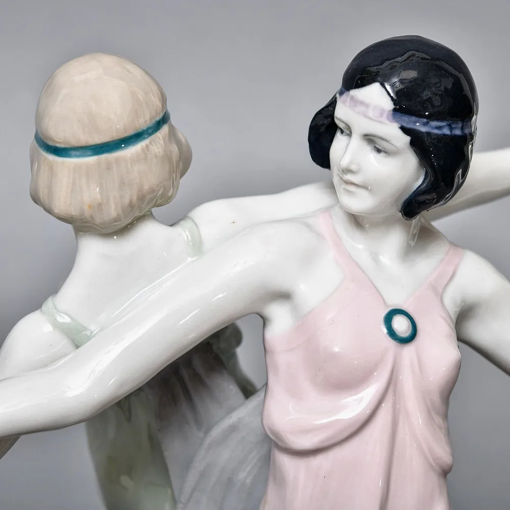 Антикварная Фарфоровая статуэтка «Танцующие девушки», Karl Ens Германия, первая половина ХХ века. 