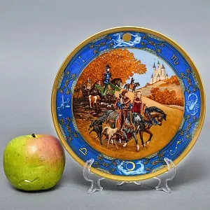 Коллекционная Фарфоровая тарелка «Соколиная охота», Hutschenreuther Германия. 