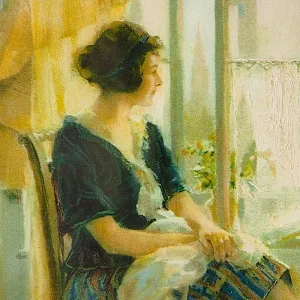 Винтажная Картина - Иллюстрация - Панно «Утро и домашние дела», Франция. 