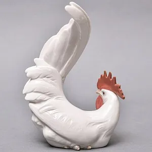 Коллекционная Фарфоровая статуэтка «Белый Петух», Lladro Испания, 1969 - 1979 годы. 