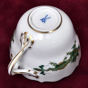 Классическая Фарфоровая Кофейная пара «Зеленый Дракон», MEISSEN Германия, первая половина ХХ века.